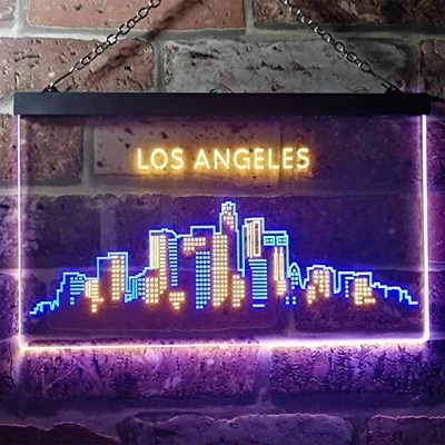 Los Angeles City Skyline Dual LED Neon Light Sign